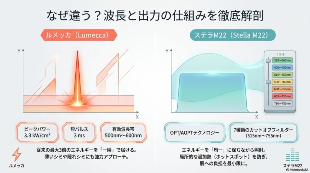ステラm22 ルメッカ 違い 特徴と期待できる効果の図解