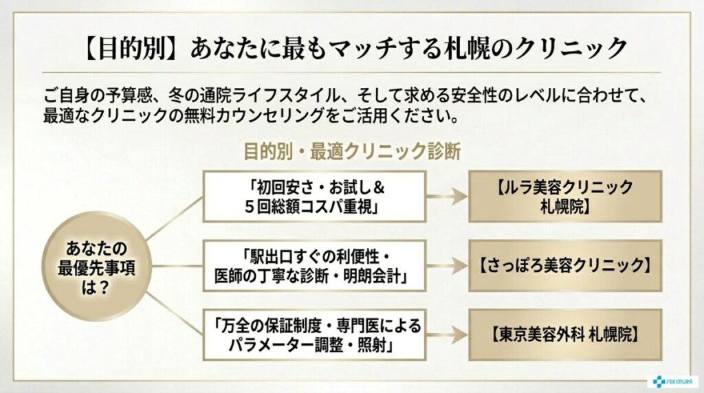 だからこそ重要!VISIA肌診断や医師照射対応のクリニックを選ぶべき(Matching Logic)