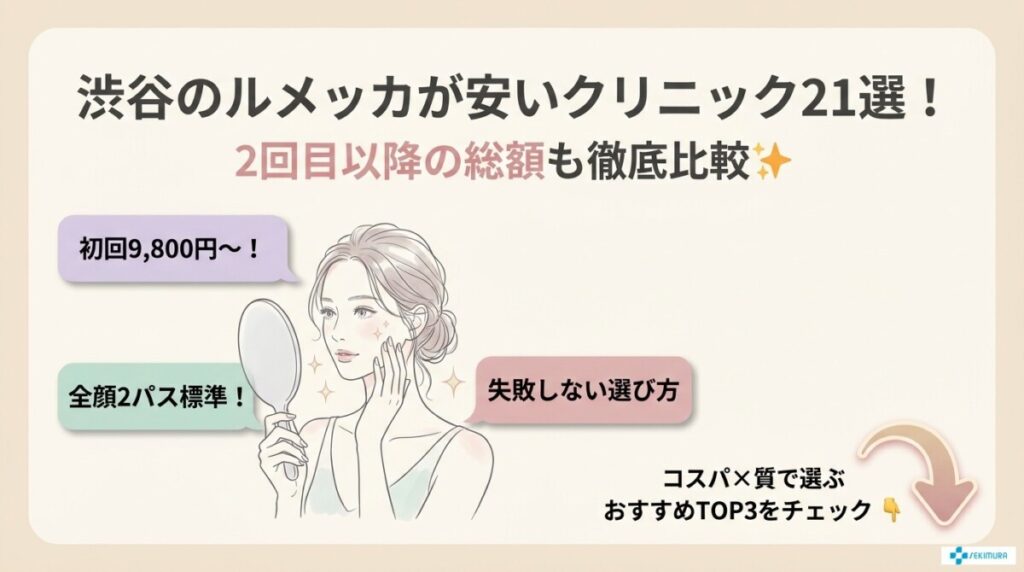渋谷のルメッカが安いクリニック21選！2回目以降の総額も徹底比較
