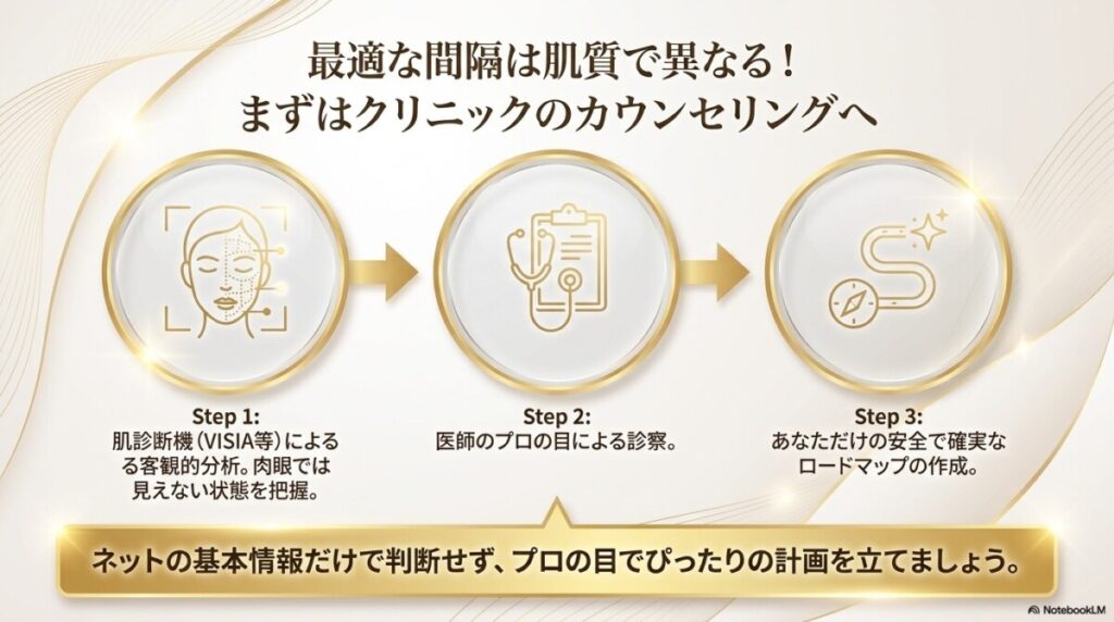 最適な間隔は肌質で異なる!まずはクリニックのカウンセリングへ