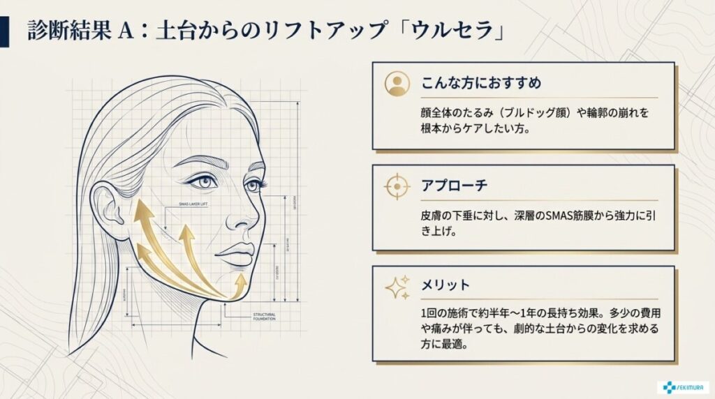 診断結果A:土台からしっかり引き上げたい「ウルセラ向き」