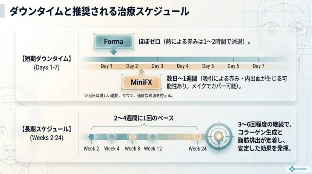 ダウンタイムと推奨される治療スケジュール