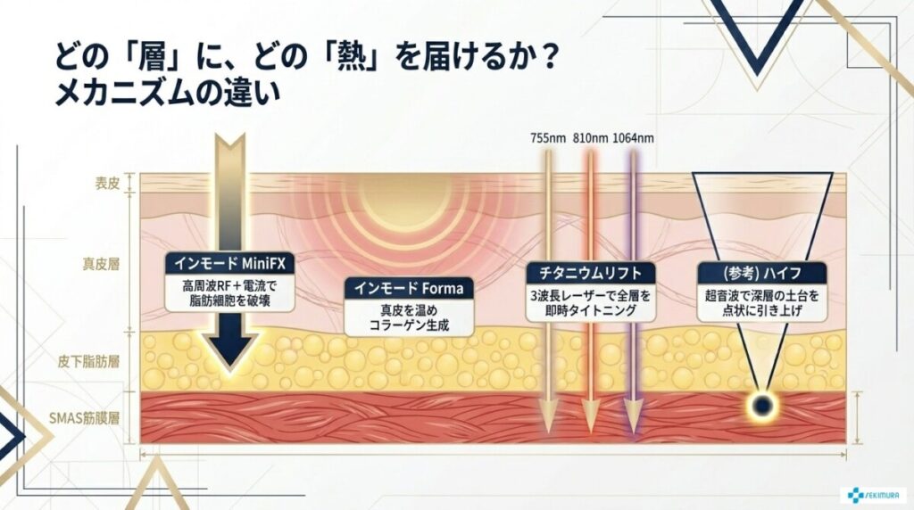 どの「層」にどの「熱」を届けるか?メカニズムの違い