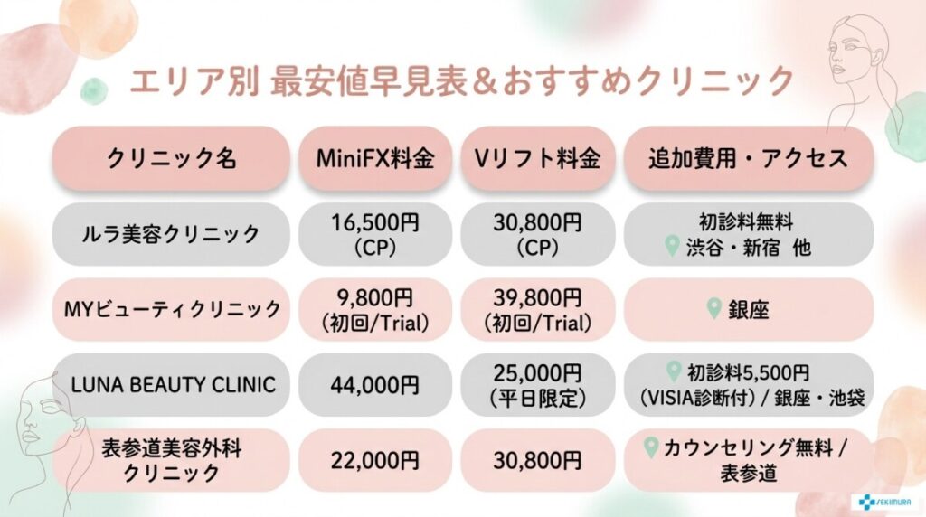 【エリア別最安値早見表】東京でインモードが安いおすすめクリニックは?
