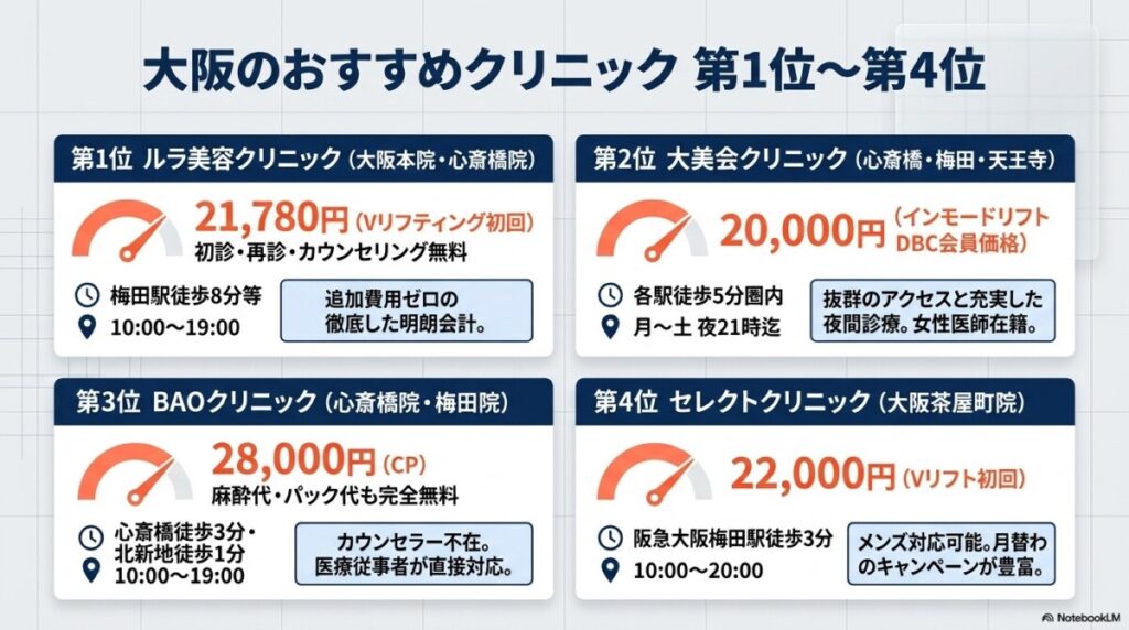 大阪でインモードが安いおすすめクリニック12選!客観的データ比較