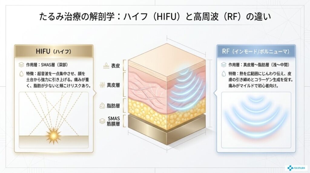 【ハイフ（HIFU）との違い】インモードとボルニューマはどの層に作用する？