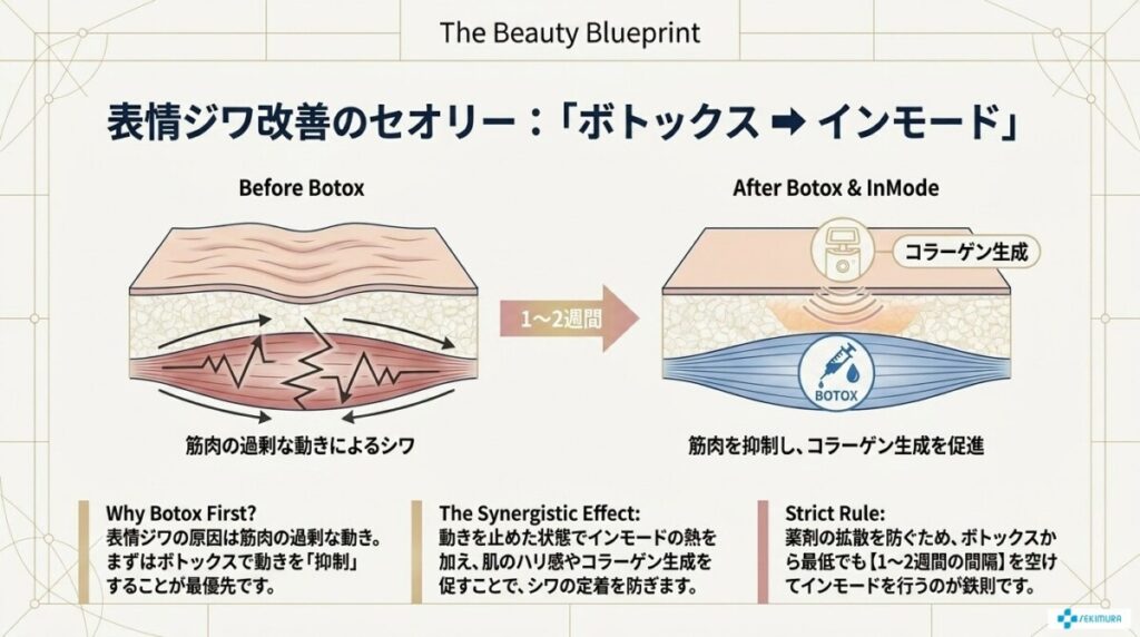 額・眉間の表情ジワ改善の順番と間隔