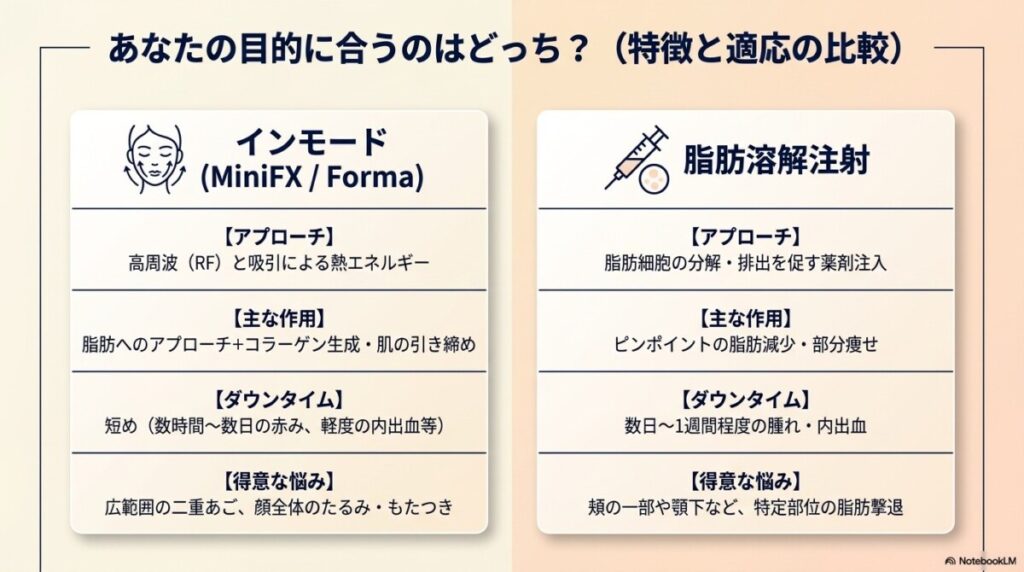 3. あなたはどっち?インモードと脂肪溶解注射の目的別選び方