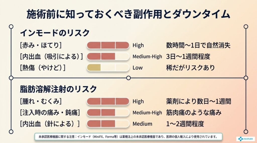 4. インモードと脂肪溶解注射の副作用とダウンタイム