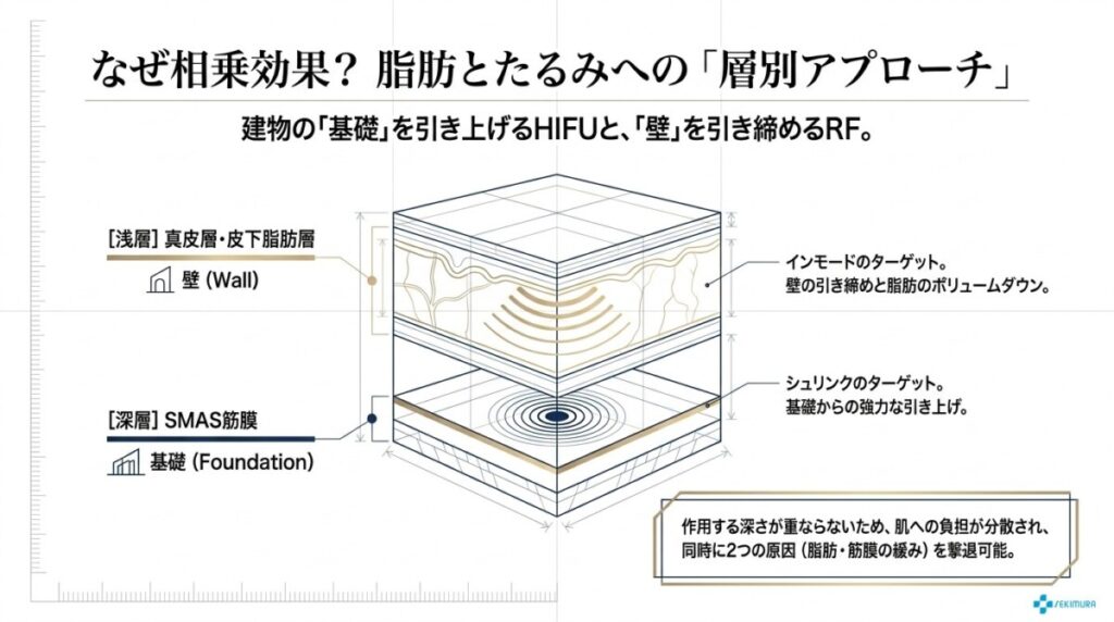 なぜ同時施術でリフトアップの相乗効果?脂肪とたるみへの「層別アプローチ」