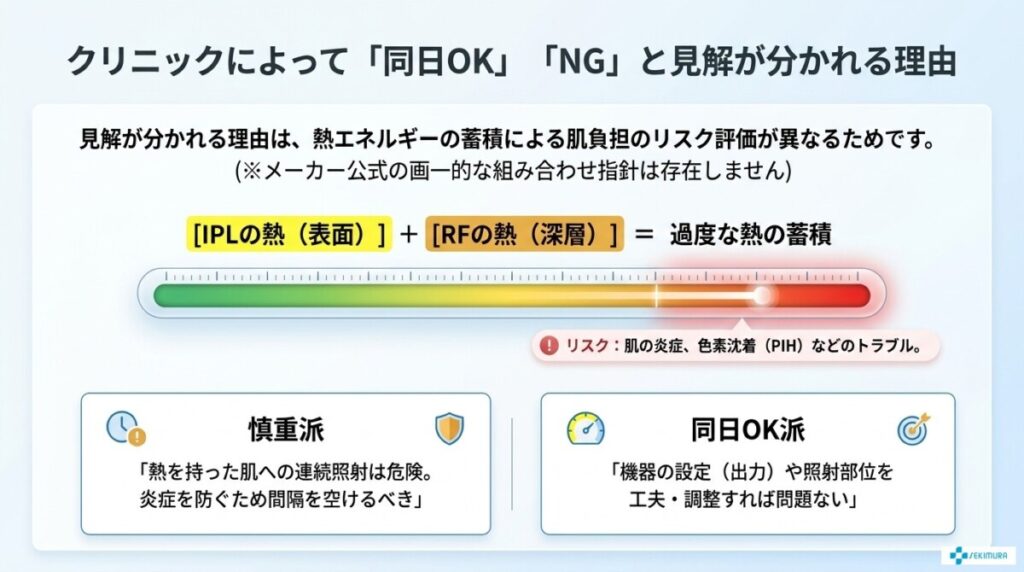 クリニックによって「同日OK」から「数週間空ける」まで見解が分かれる理由