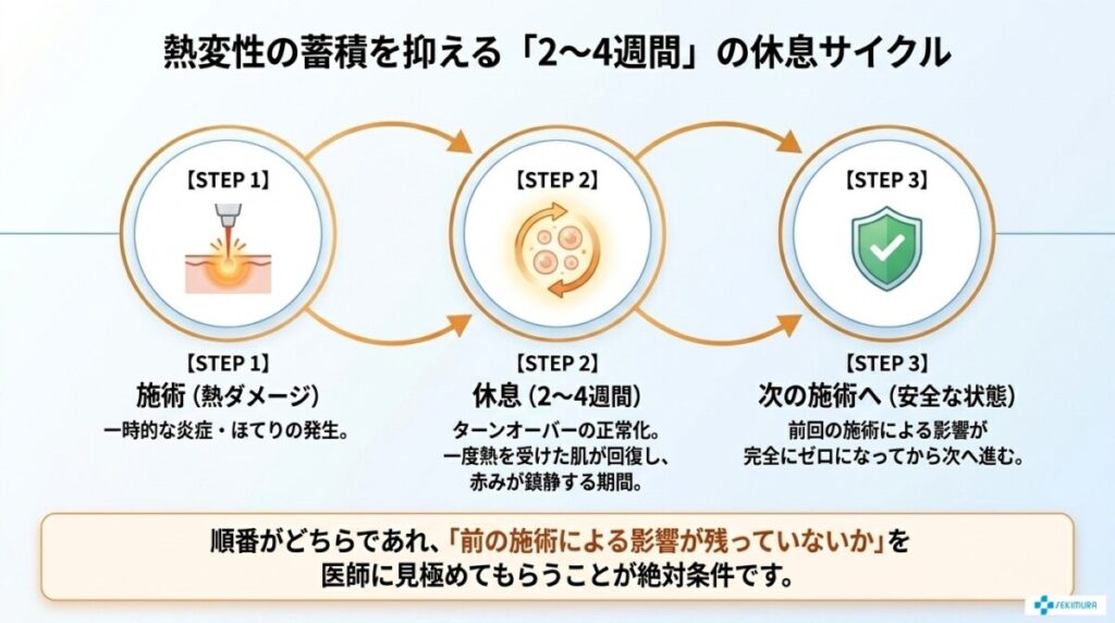 熱変性の蓄積を抑えるための基本的な順番と間隔の目安