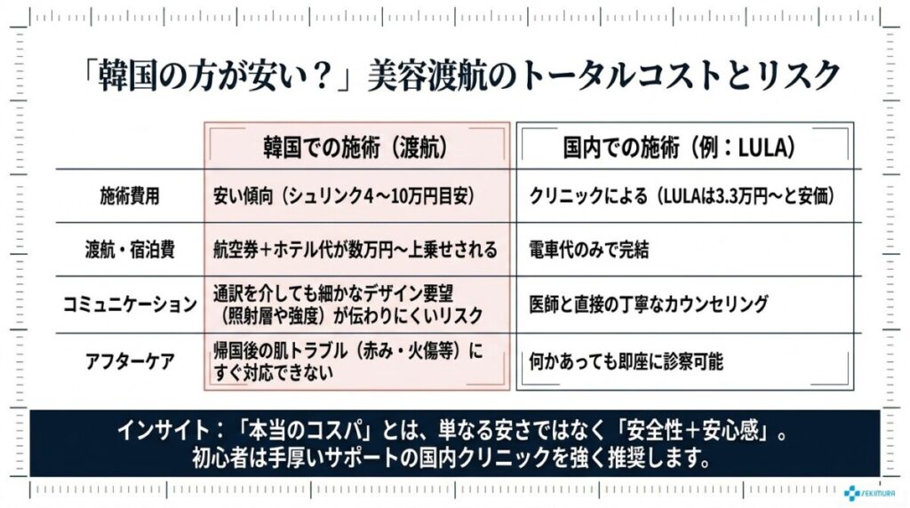 韓国vs日本!同時施術の相場比較とトータルリスク
