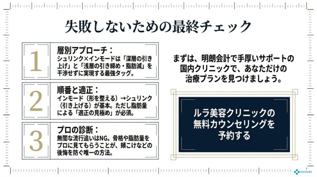 まとめ:シュリンクとインモードの同時施術で失敗しないために