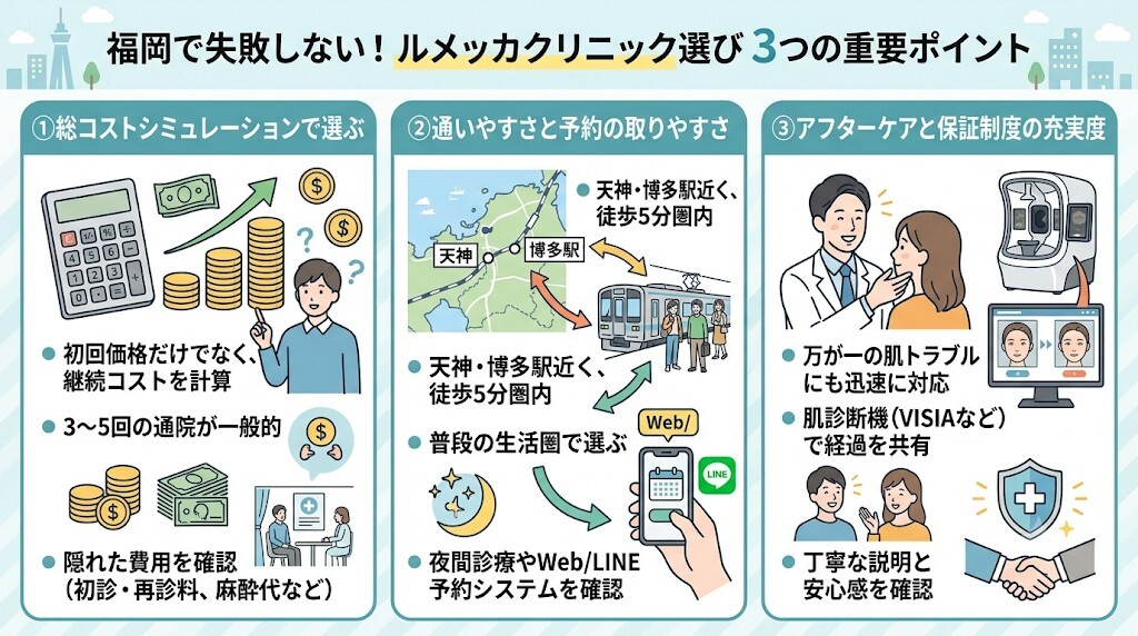 福岡でのルメッカクリニックの選び方をわかりやすく図解