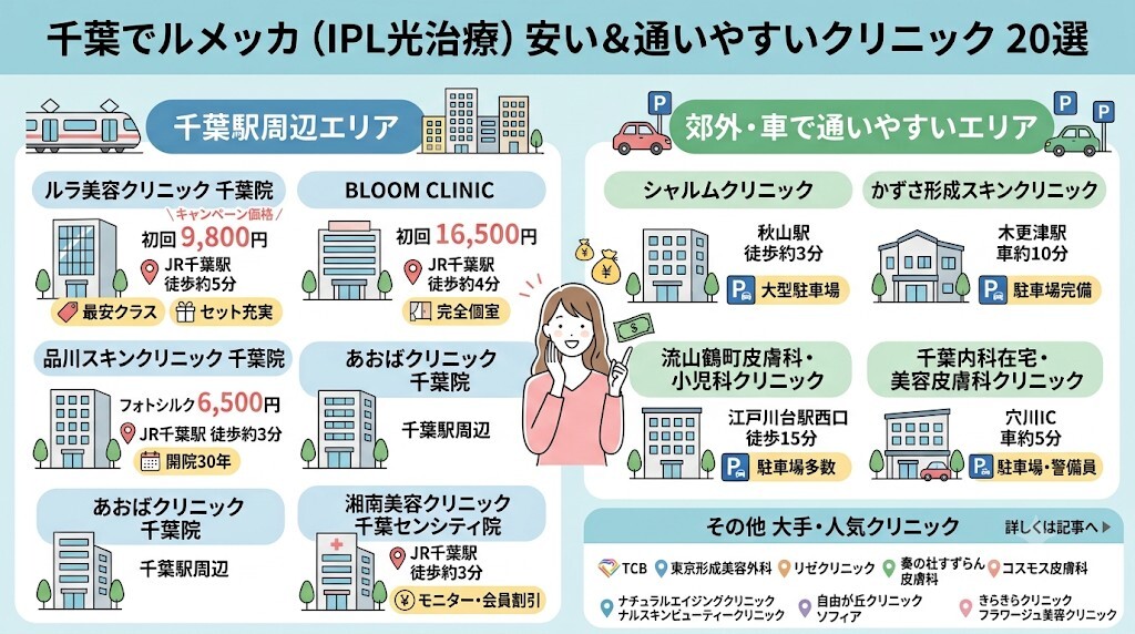 千葉でルメッカが安いクリニック20選(結論)をわかりやすく図解