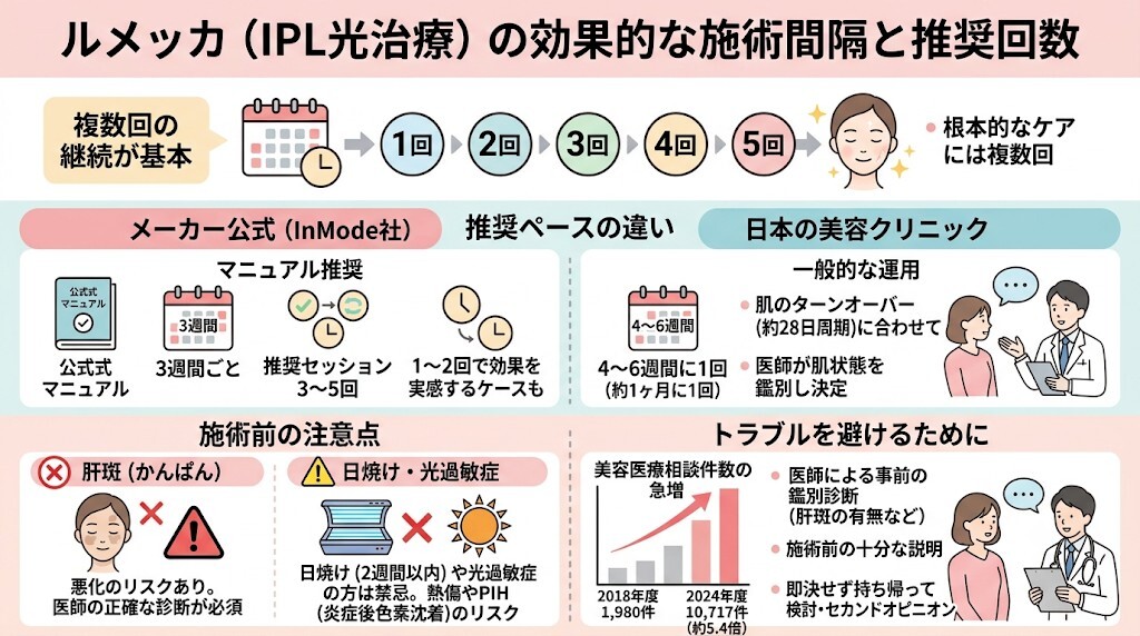 ルメッカの施術間隔と効果的な推奨回数をわかりやすく図解