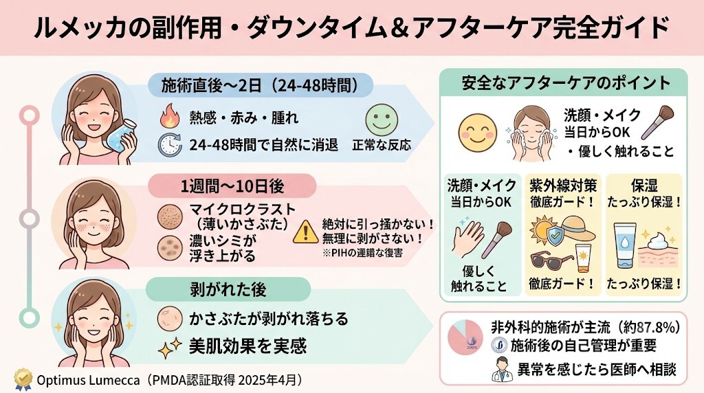 ルメッカ(IPL光治療)の副作用・ダウンタイムをわかりやすく図解
