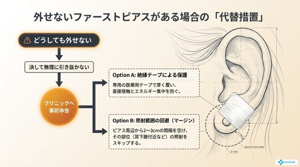 ファーストピアス等外せない場合の対処法と注意点