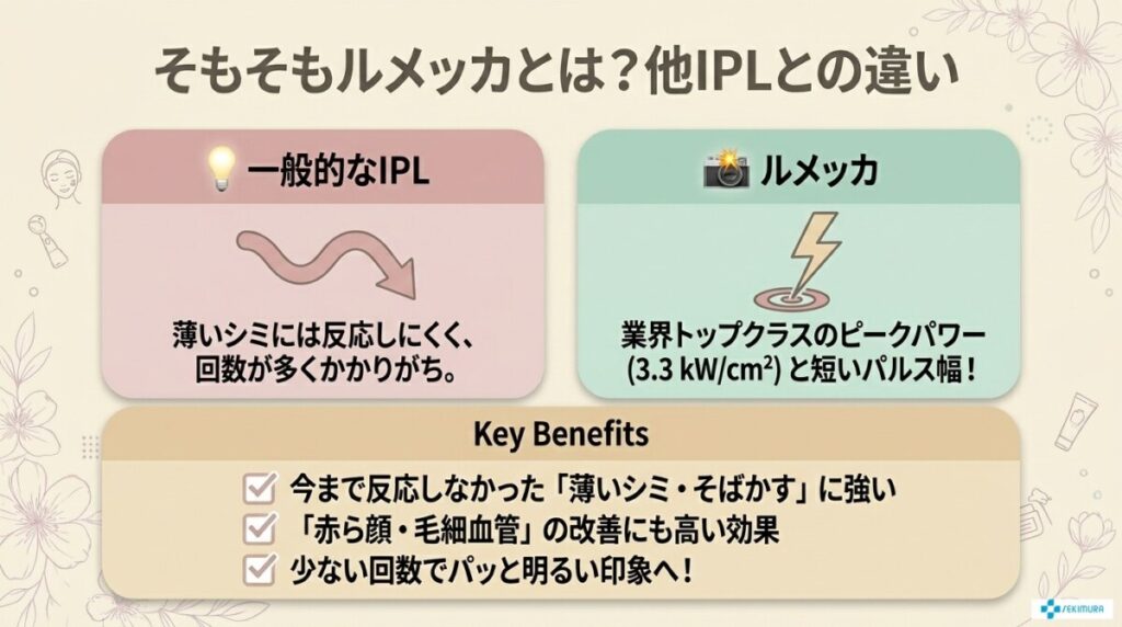 そもそもルメッカとは？期待できる効果と他IPL（光治療）との違い