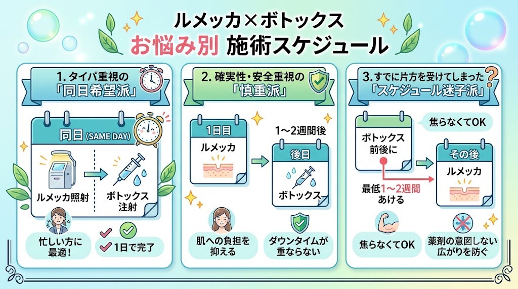 読者タイプ別・推奨スケジュール(同日希望・慎重・迷子派)をわかりやすく図解