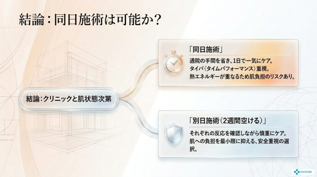 1. ピコトーニングとインモードの同日施術は可能？結論と推奨される間隔