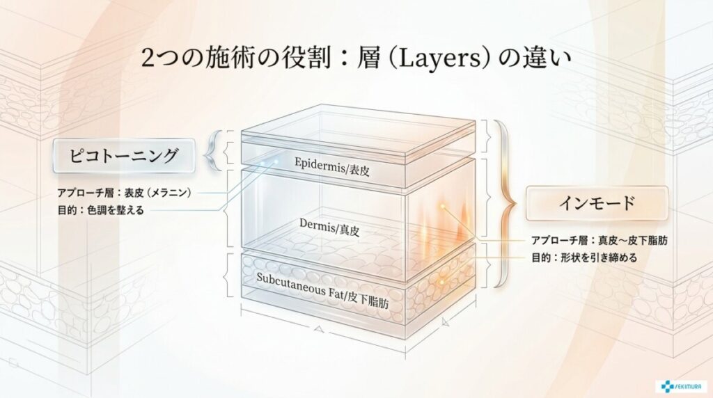 2. ピコトーニングとインモードの違いとは？色調と形状の目的別比較