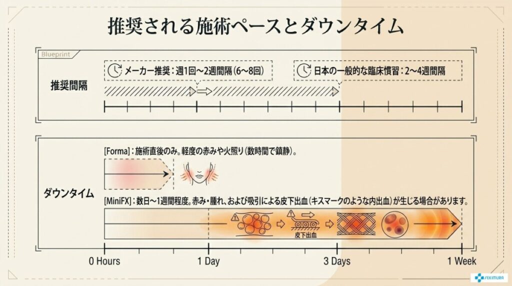 施術の目安とダウンタイム・推奨間隔
