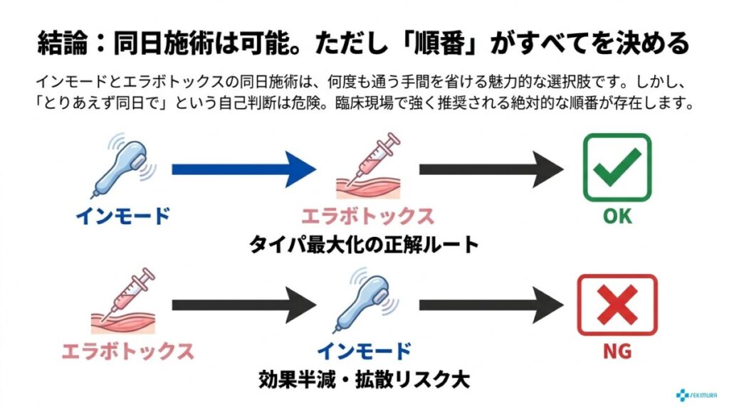 結論：インモードとエラボトックスは同日施術が可能！