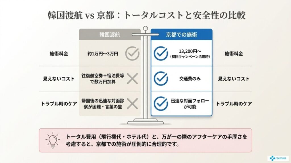 韓国渡航vs京都！インモードのトータルコストと安全性を比較