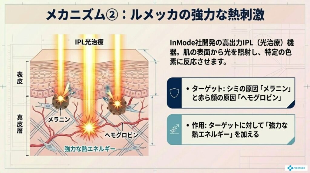ルメッカ（IPL光治療）の熱刺激との重複リスク（強い赤みやシミの悪化リスク）