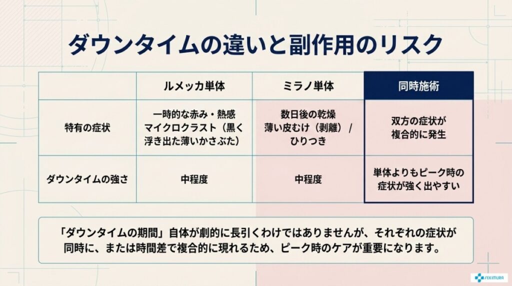 同時施術によるダウンタイムの違いと副作用のリスク