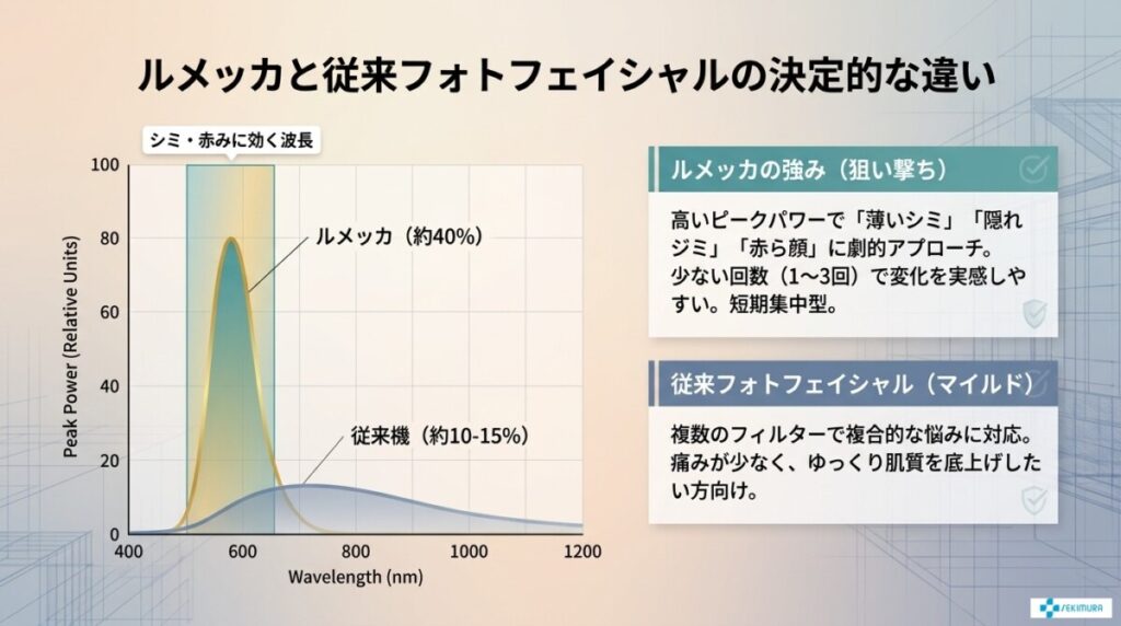 ルメッカとフォトフェイシャルの違いは？少ない回数で効果を実感！