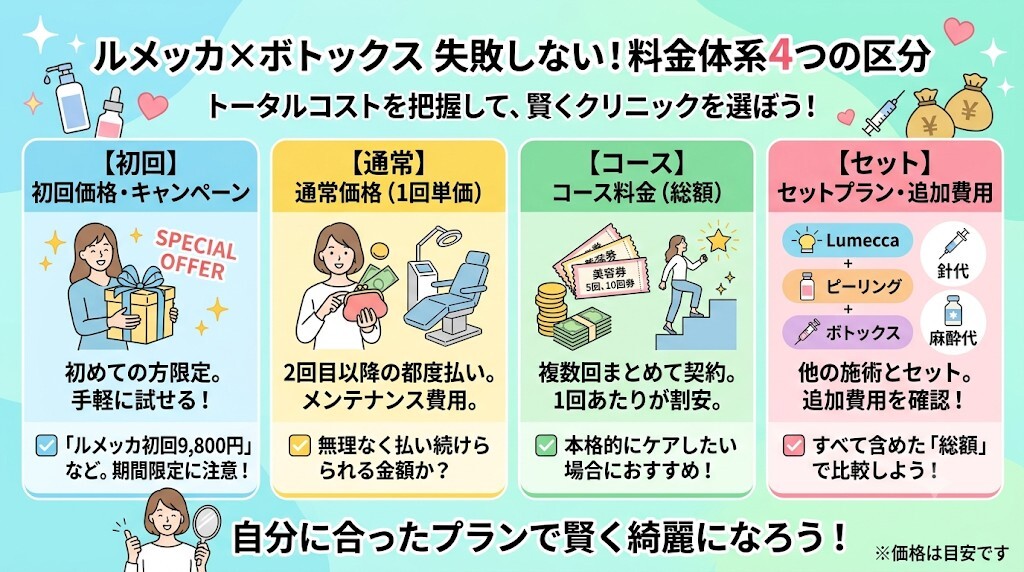 ルメッカとボトックスを組み合わせた場合の料金相場・費用感をわかりやすく図解