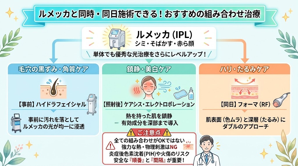 ルメッカと同時・同日施術できるおすすめの組み合わせとは?をわかりやすく図解