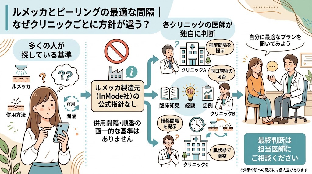 1. メーカーの公式指針はない！クリニックごとの方針が異なる理由をわかりやすく図解