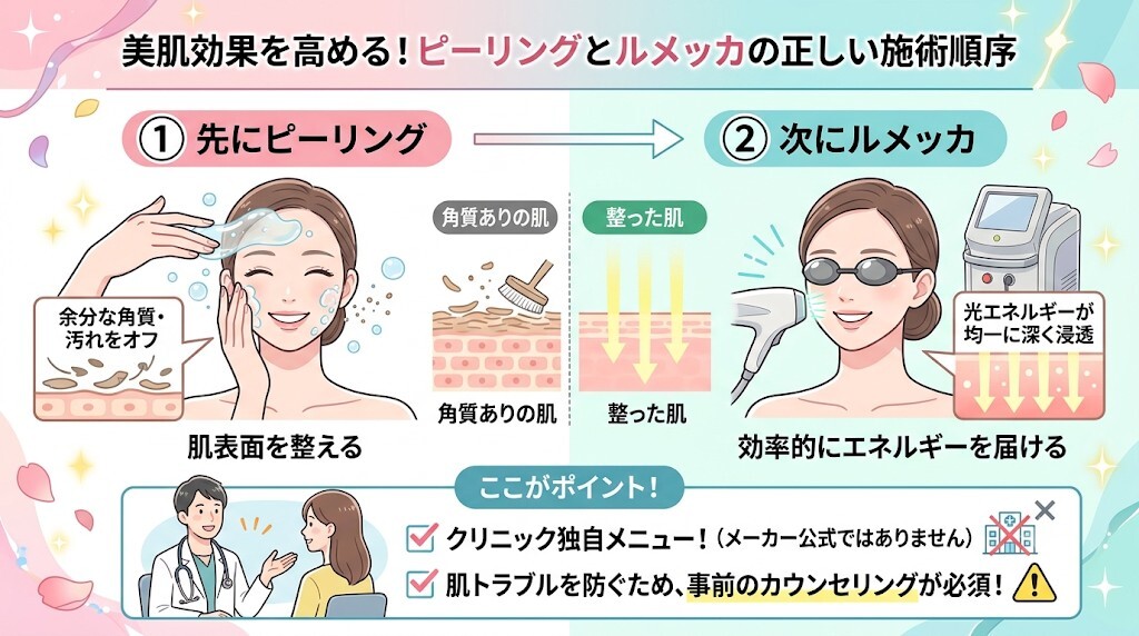 3. ルメッカとピーリングを同日施術する場合の正しい順番は？をわかりやすく図解