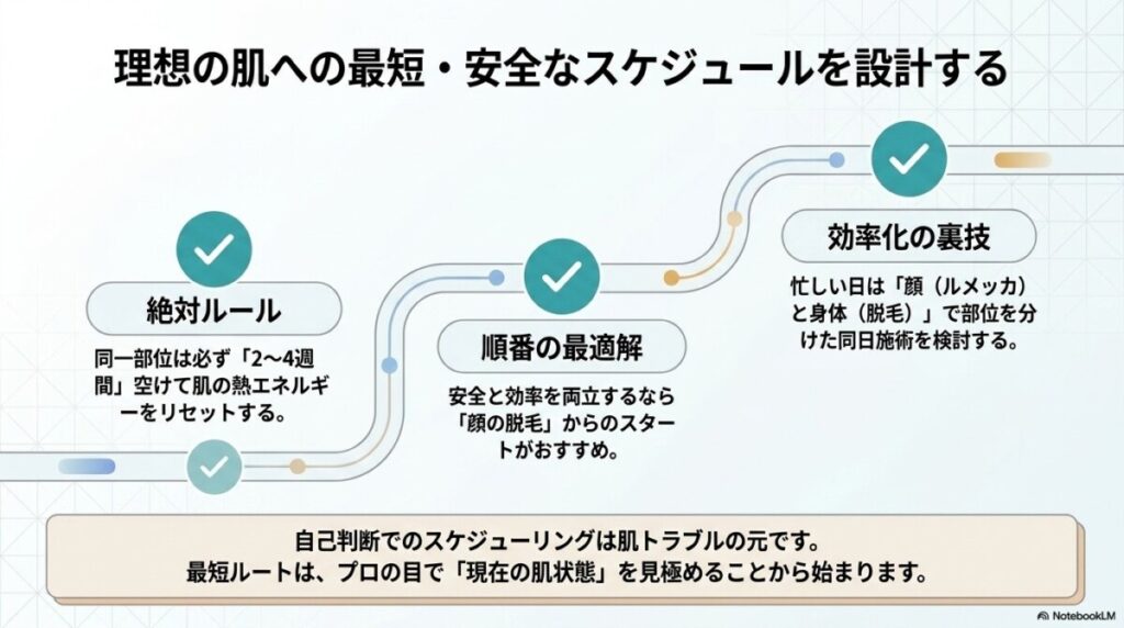 理想の肌への最短・安全なスケジュールを設計する