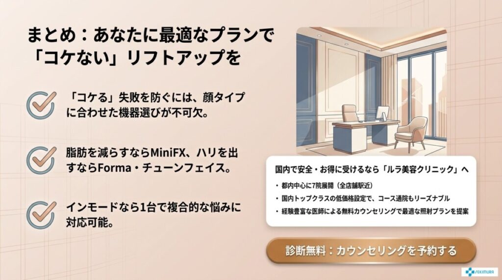 まとめ:自分に合った施術で理想のフェイスラインへ