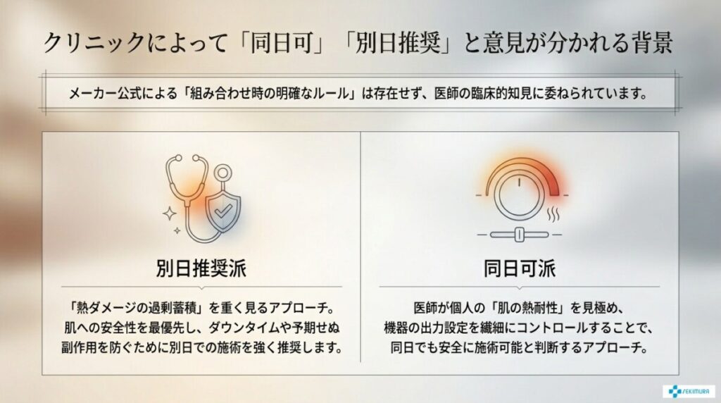 「同日可派」と「間隔推奨派」の両論併記と見解の背景