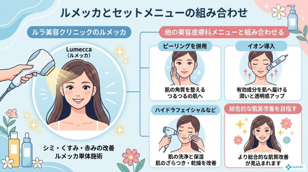 「セットメニュー（イオン導入・ピーリング等）との組み合わせ」の図解画像